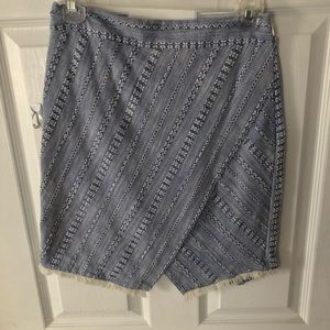 Ann Taylor LOFT: Blue Aztec Print Pencil Skirt